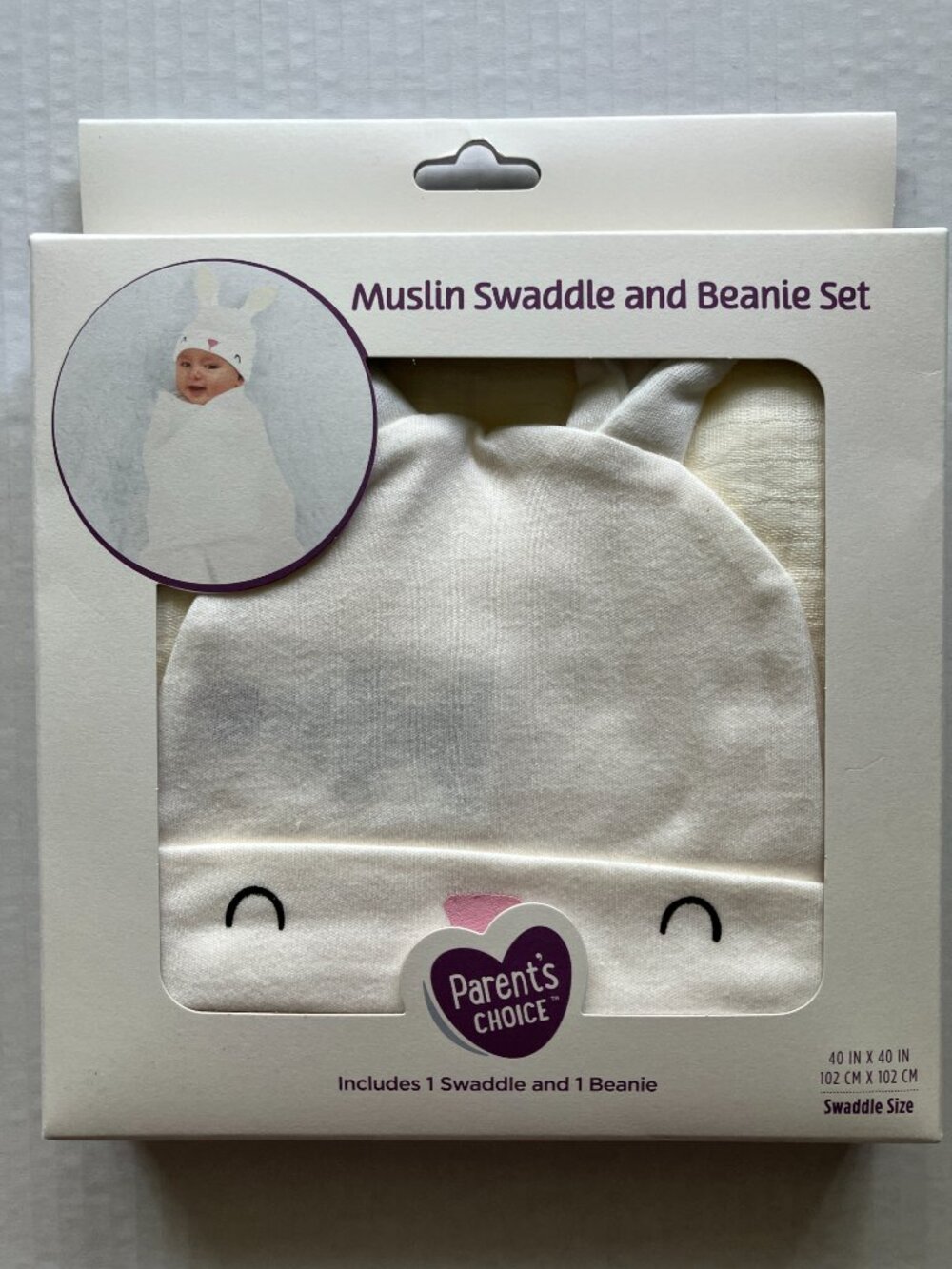 Parent's Choice Muslin Swaddle & Beanie Set